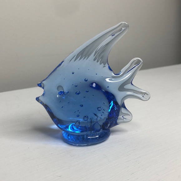 Other - Blue Art Glass Angel Fish Decor Piece Paperweight